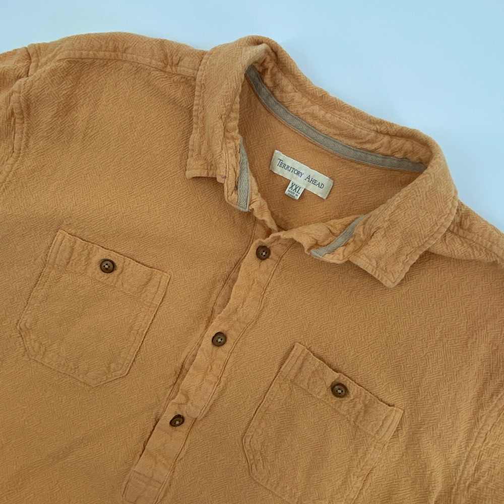 Territory Ahead Mens Shirt‎ XXL Mustard Orange Polo Textured Outdoors Rugged 2XL